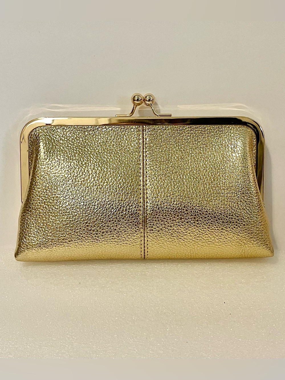 Classic Gold Metallic Leather Clutch Wallet NWOT